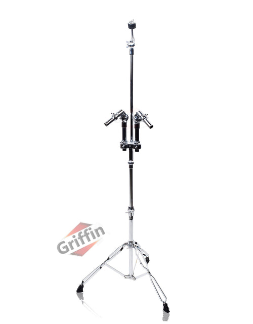 Load image into Gallery viewer, Double Tom Drum Stand with Cymbal Arm by GRIFFIN - Drummers Percussion Set Hardware Kit by GeekStands.com
