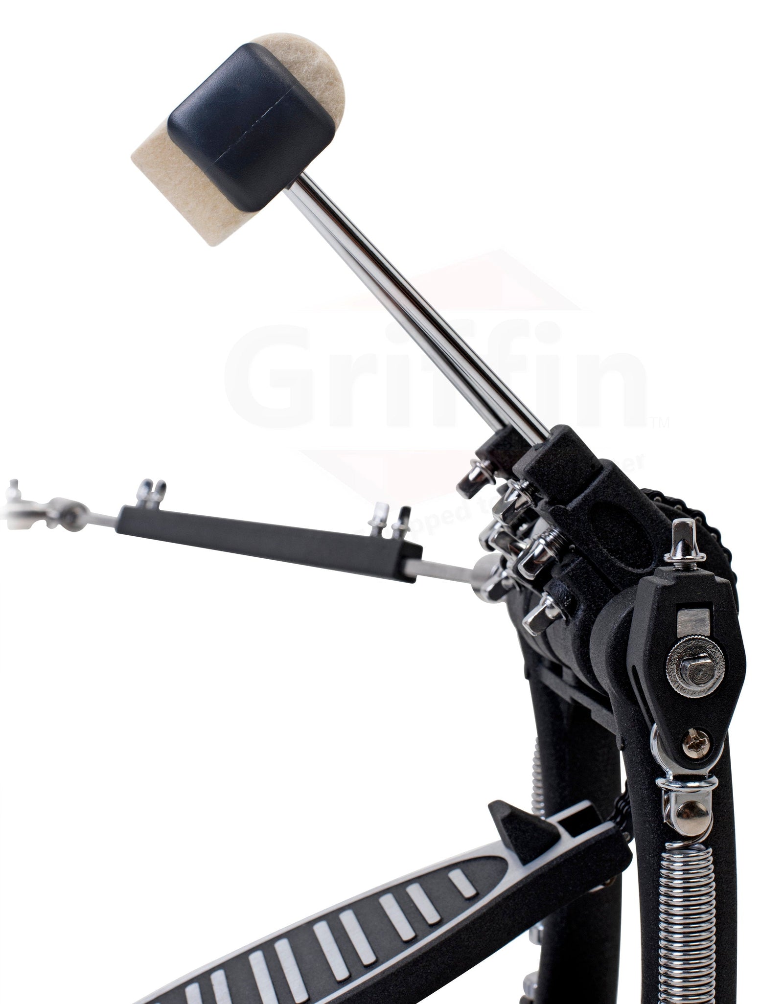 Double Kick Drum Pedal for Bass Drum by GRIFFIN - Deluxe Twin Set Foot Pedal - Quad Sided Beater Heads - Dual Pedal Two Chain Drive Hardware by GeekStands.com