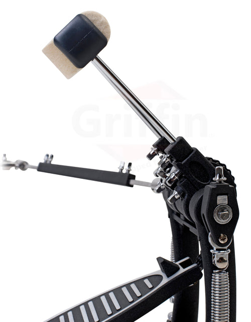 Load image into Gallery viewer, Deluxe Double Kick Drum Pedal for Bass Drum by GRIFFIN - Twin Set Foot Pedal - Quad Sided Beater by GeekStands.com
