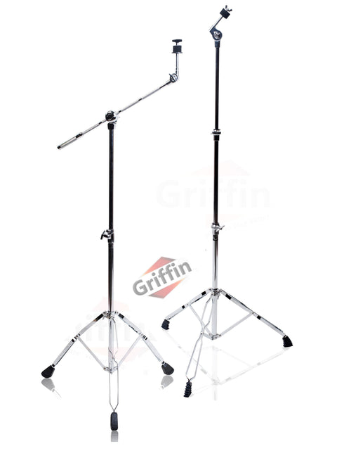 Load image into Gallery viewer, Cymbal Boom Stand &amp; Straight Cymbal Stand Combo (Pack of 2) by GRIFFIN - Percussion Drum Hardware by GeekStands.com
