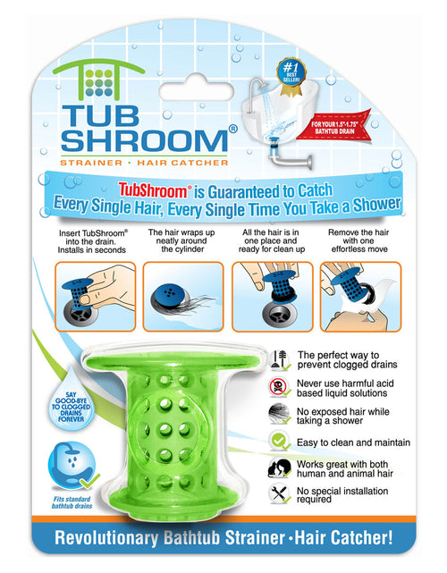 Load image into Gallery viewer, TubShroom (Green) The Hair Catcher That Prevents Clogged Tub Drains by TubShroom.com
