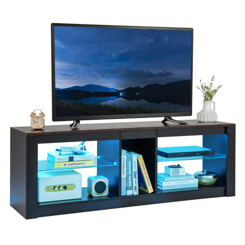 Load image into Gallery viewer, Modern TV Stand with LED Light and Adjustable Shelves for TVs up to 65 inch-Brown
