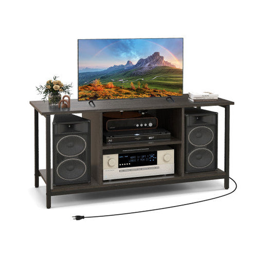 Load image into Gallery viewer, 3-Tier TV Stand with Power Outlet USB and Adjustable Shelf-Gray
