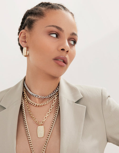 Load image into Gallery viewer, TWO-TONED DOUBLE CURB CHAIN NECKLACE by eklexic jewelry
