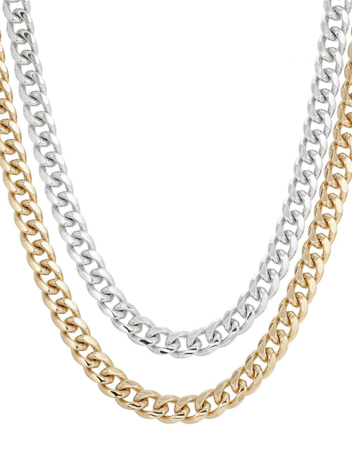 Load image into Gallery viewer, TWO-TONED DOUBLE CURB CHAIN NECKLACE by eklexic jewelry
