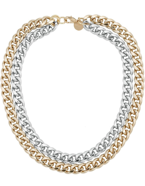 Load image into Gallery viewer, TWO-TONED DOUBLE CURB CHAIN NECKLACE by eklexic jewelry
