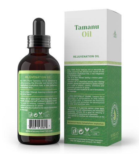 100% Tamanu Oil Cold Pressed Unrefined - Tamanu Oil for Skin - Natural Cold Pressed Oil Makes Skin Smooth, Plump and Soft for Lighter and Gentler Touch (2 FL. Oz) by Morgan Cosmetics
