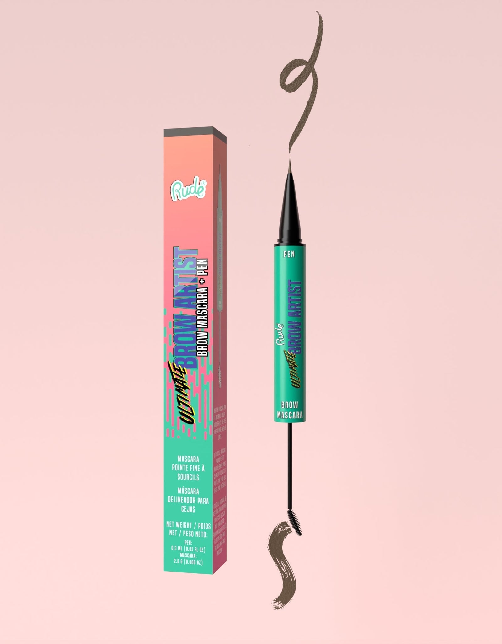 RUDE Ultimate Brow Artist Brow Mascara and Pen - Taupe