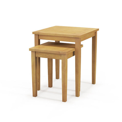 Load image into Gallery viewer, 2 Pieces Space Saving Design Teak Wood Outdoor Patio Nesting Table
