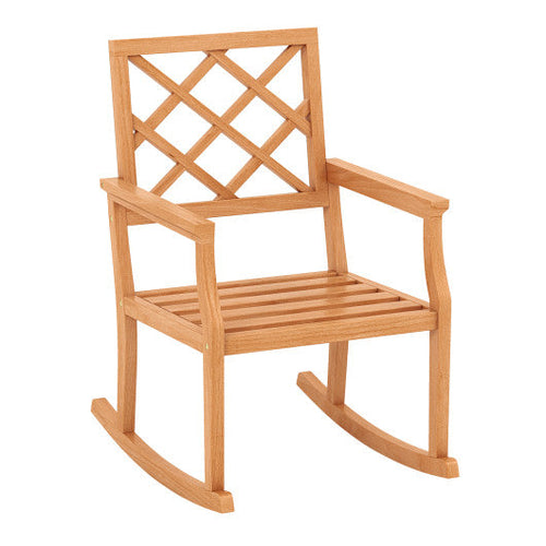 Load image into Gallery viewer, Teak Wood Rocking Chair Oversized Porch Rocker with Backrest and Slatted Seat
