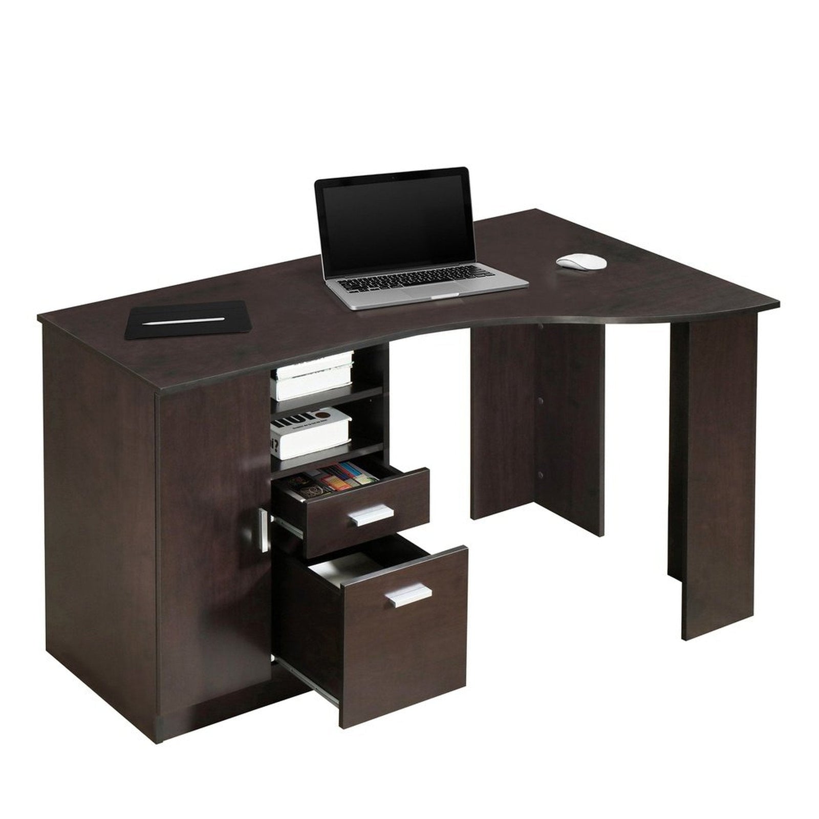 Techni Mobili Classic Office Desk with Storage, Espresso by Level Up Desks