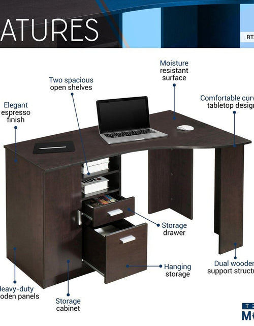 Load image into Gallery viewer, Techni Mobili Classic Office Desk with Storage, Espresso by Level Up Desks
