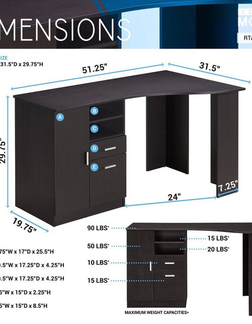 Load image into Gallery viewer, Techni Mobili Classic Office Desk with Storage, Espresso by Level Up Desks
