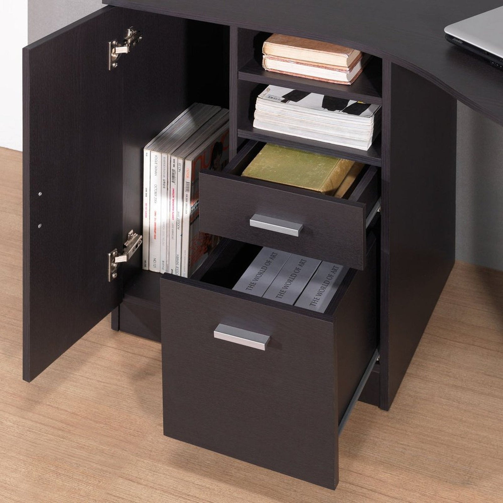 Techni Mobili Classic Office Desk with Storage, Espresso by Level Up Desks