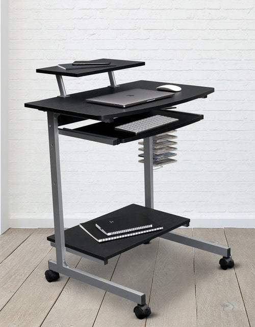 Load image into Gallery viewer, Techni Mobili Compact Computer Cart With Storage, Graphite by Level Up Desks
