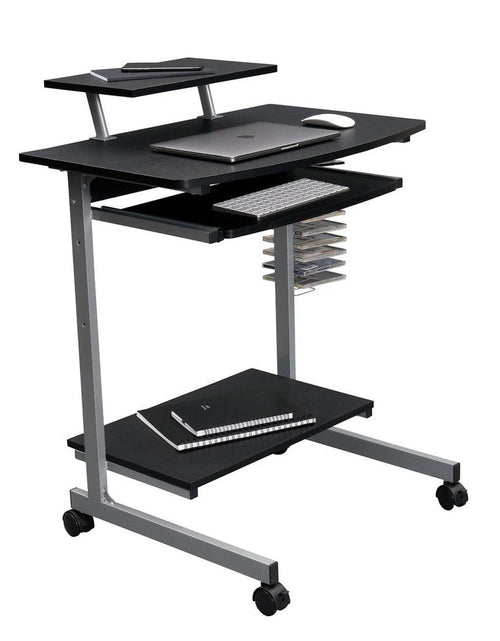 Load image into Gallery viewer, Techni Mobili Compact Computer Cart With Storage, Graphite by Level Up Desks
