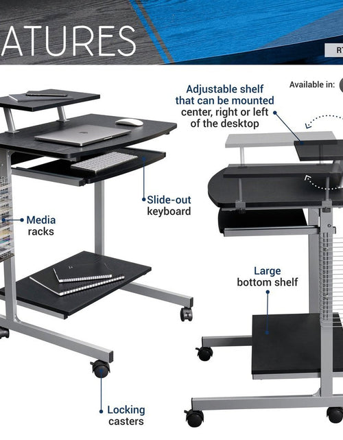 Load image into Gallery viewer, Techni Mobili Compact Computer Cart With Storage, Graphite by Level Up Desks

