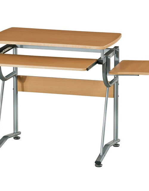 Load image into Gallery viewer, Techni Mobili Compact Computer Desk with Side Shelf and Keyboard Panel, Cherry by Level Up Desks
