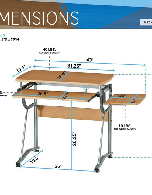 Load image into Gallery viewer, Techni Mobili Compact Computer Desk with Side Shelf and Keyboard Panel, Cherry by Level Up Desks
