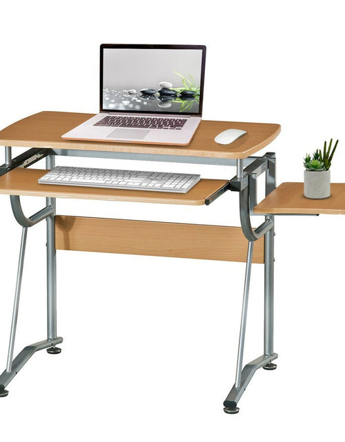 Load image into Gallery viewer, Techni Mobili Compact Computer Desk with Side Shelf and Keyboard Panel, Cherry by Level Up Desks
