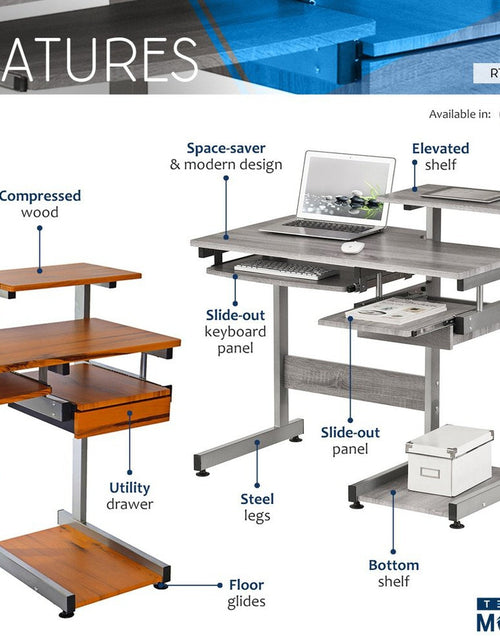 Load image into Gallery viewer, Techni Mobili Complete Computer Workstation Desk, Grey by Level Up Desks
