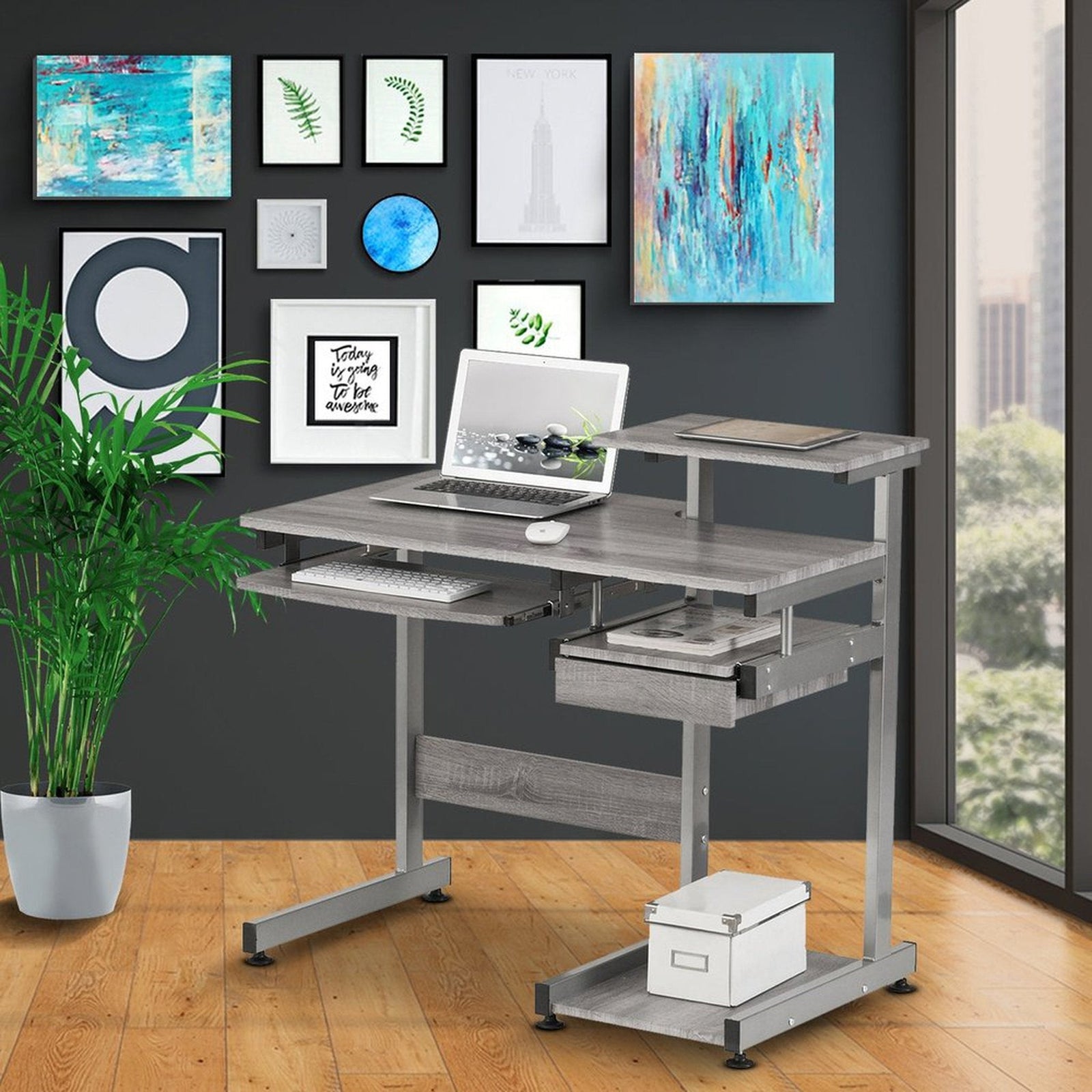Techni Mobili Complete Computer Workstation Desk, Grey by Level Up Desks