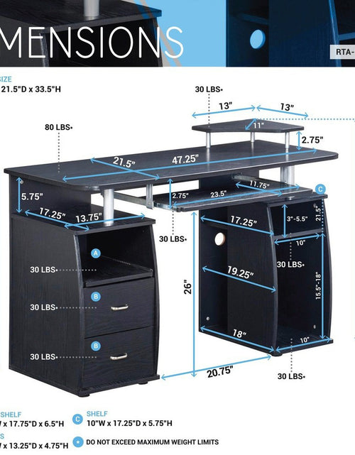 Load image into Gallery viewer, Techni Mobili Complete Computer Workstation Desk With Storage, Espresso by Level Up Desks
