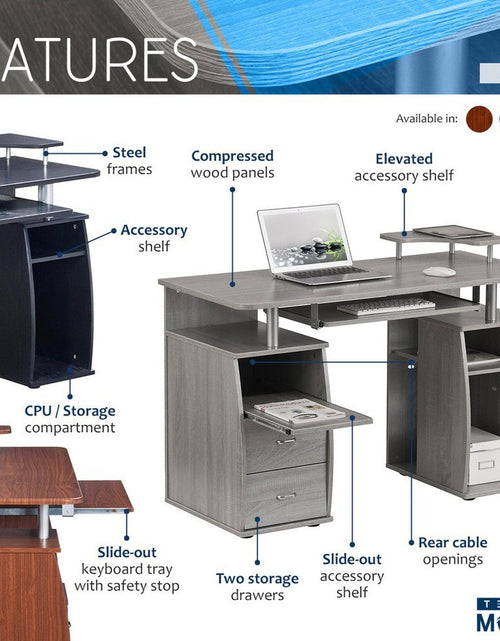 Load image into Gallery viewer, Techni Mobili Complete Computer Workstation Desk With Storage, Espresso by Level Up Desks
