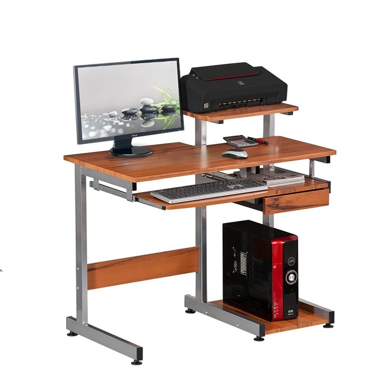 Techni Mobili Complete Computer Workstation Desk, Woodgrain by Level Up Desks