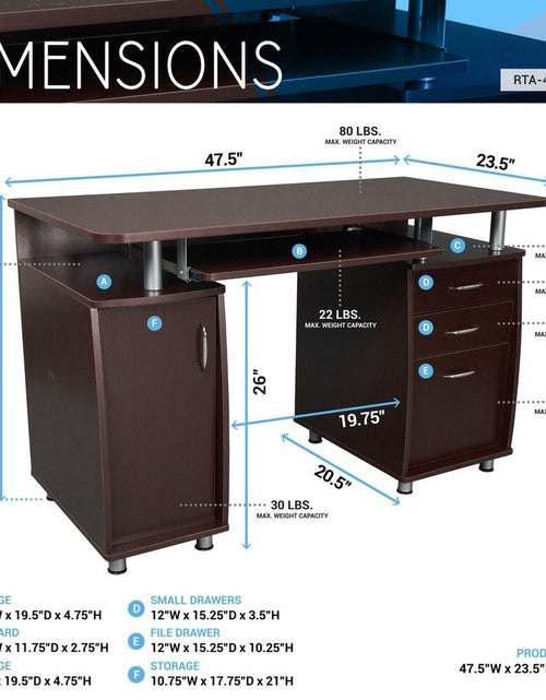 Load image into Gallery viewer, Techni Mobili Complete Workstation Computer Desk with Storage, Chocolate by Level Up Desks

