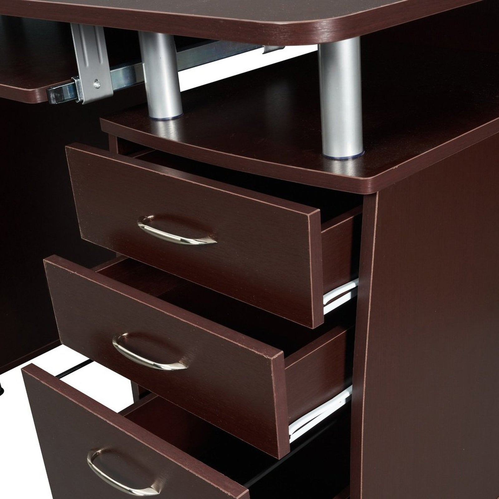 Techni Mobili Complete Workstation Computer Desk with Storage, Chocolate by Level Up Desks