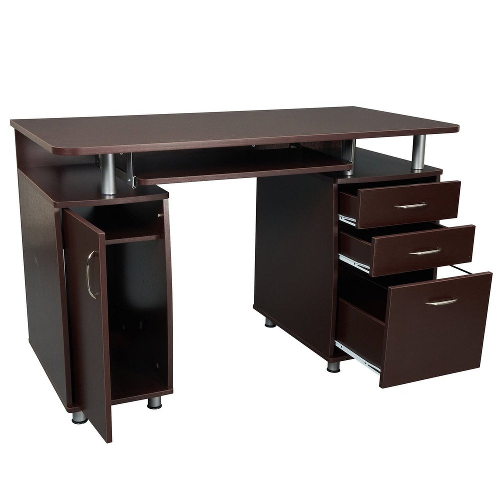 Techni Mobili Complete Workstation Computer Desk with Storage, Chocolate by Level Up Desks
