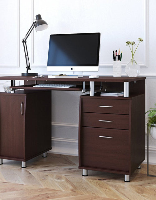 Load image into Gallery viewer, Techni Mobili Complete Workstation Computer Desk with Storage, Chocolate by Level Up Desks
