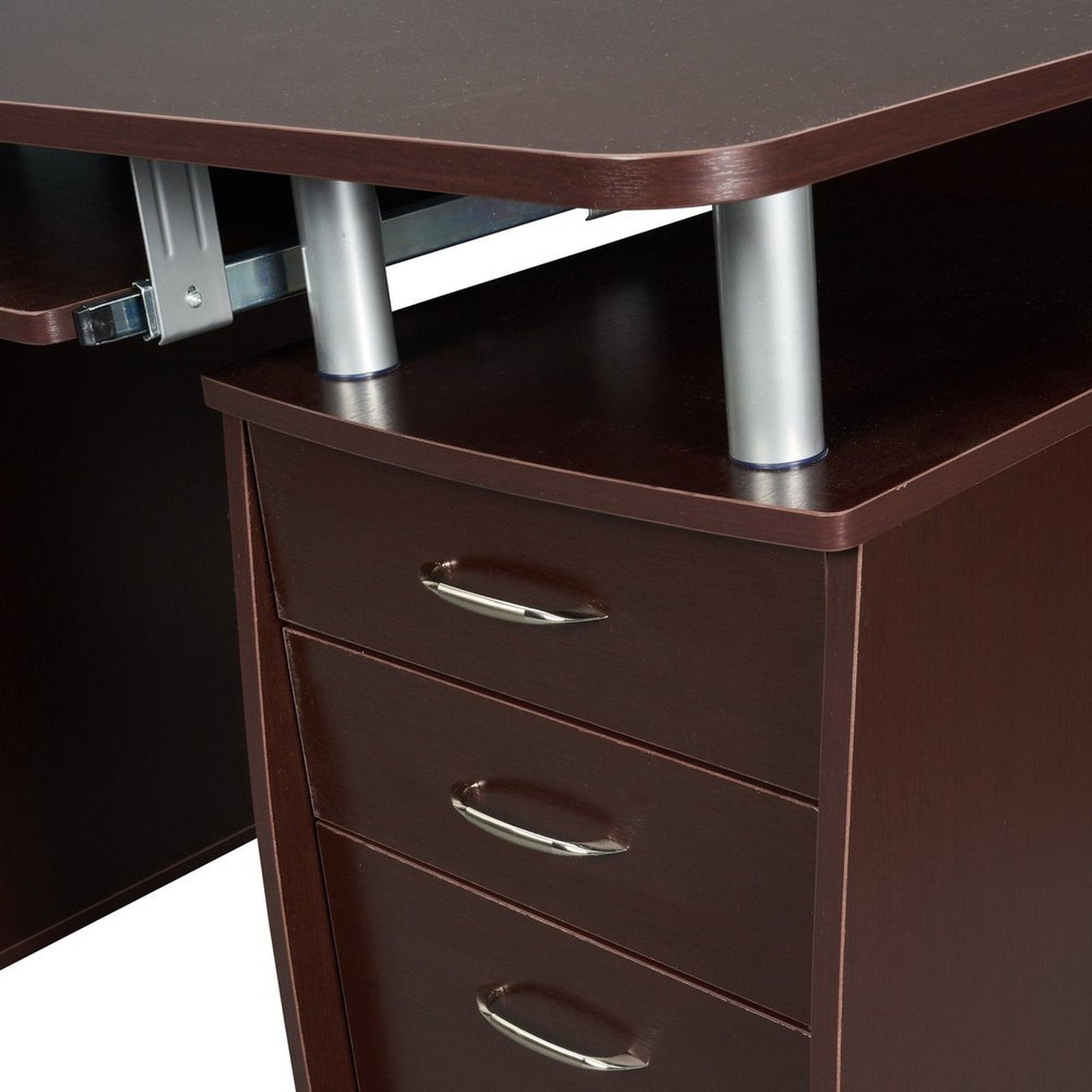 Techni Mobili Complete Workstation Computer Desk with Storage, Chocolate by Level Up Desks