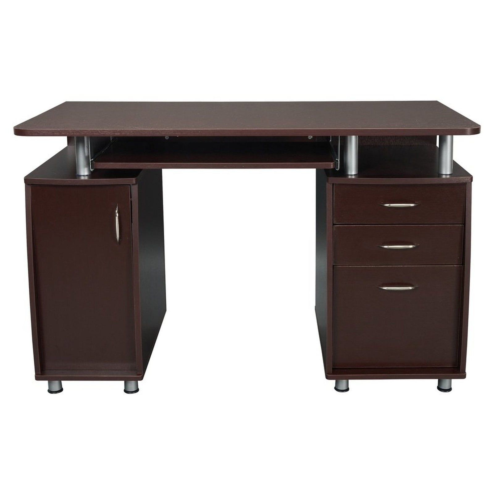 Techni Mobili Complete Workstation Computer Desk with Storage, Chocolate by Level Up Desks