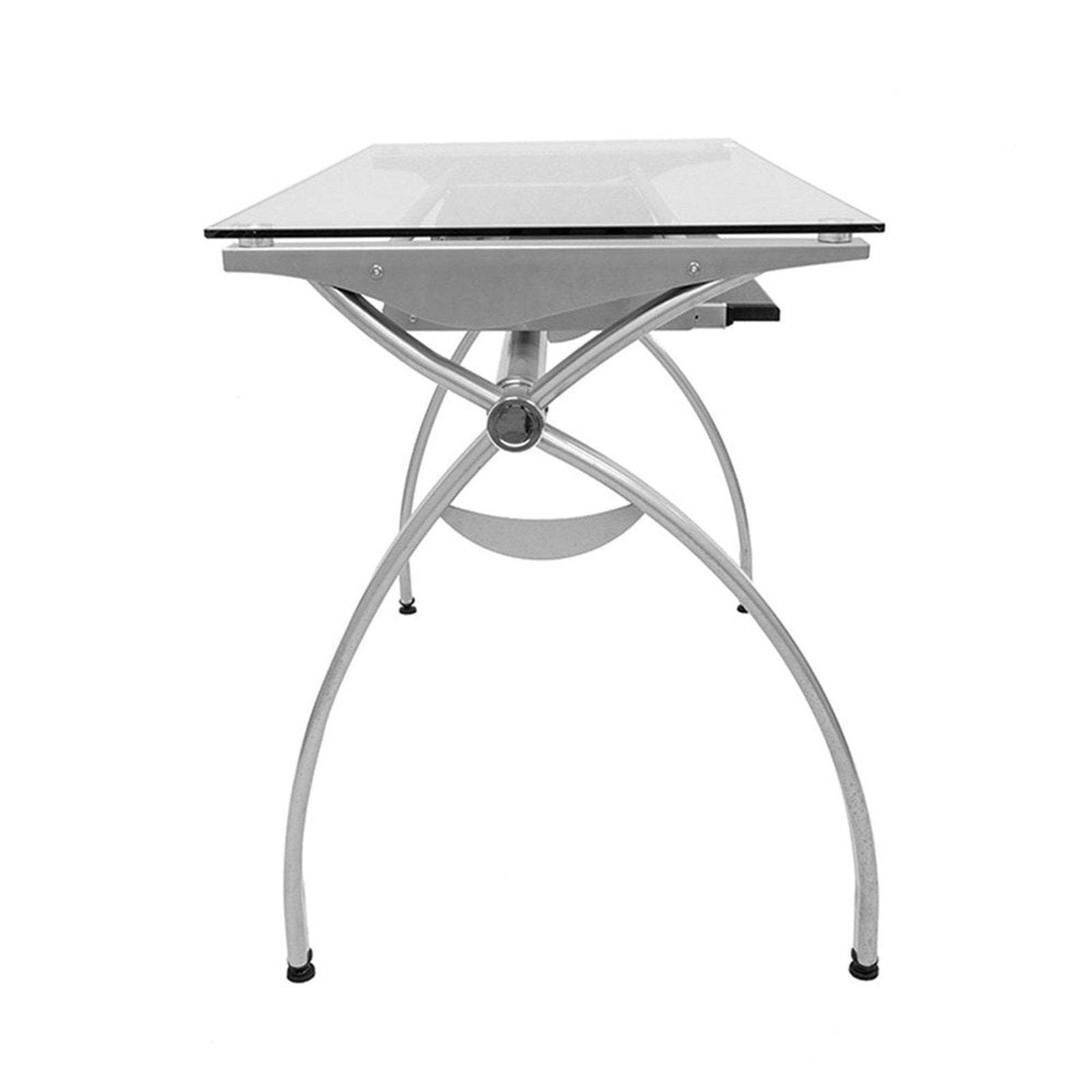 Techni Mobili Contempo Clear Glass Top Computer Desk with Pull Out Keyboard Panel, Clear by Level Up Desks