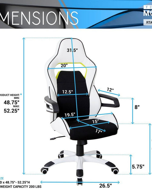 Load image into Gallery viewer, Techni Mobili Ergonomic Essential Racing Style Home &amp; Office Chair, White by Level Up Desks
