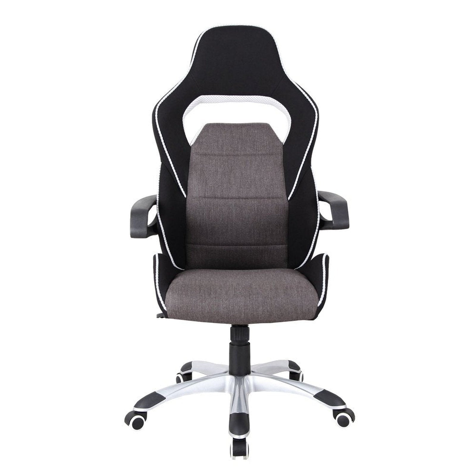 Techni Mobili Ergonomic Upholstered Racing Style Home & Office Chair, Grey/Black by Level Up Desks