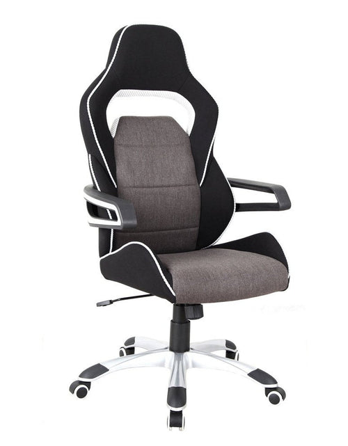 Load image into Gallery viewer, Techni Mobili Ergonomic Upholstered Racing Style Home &amp; Office Chair, Grey/Black by Level Up Desks
