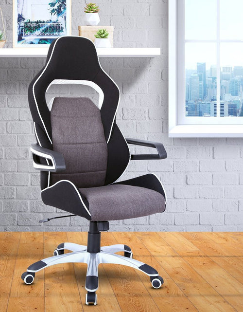 Load image into Gallery viewer, Techni Mobili Ergonomic Upholstered Racing Style Home &amp; Office Chair, Grey/Black by Level Up Desks
