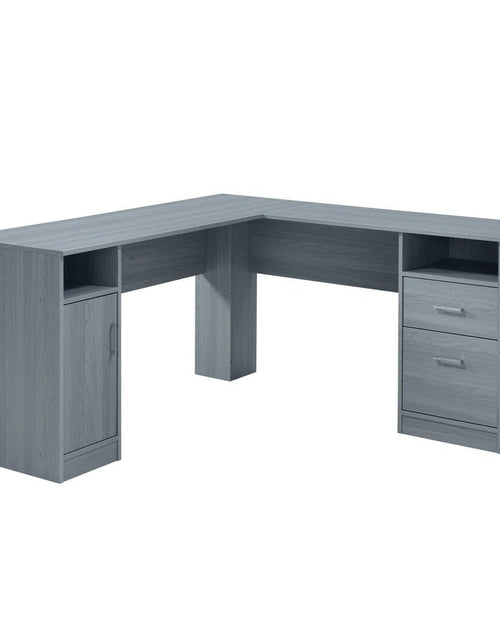 Load image into Gallery viewer, Techni Mobili Functional L-Shape Desk with Storage, Grey by Level Up Desks

