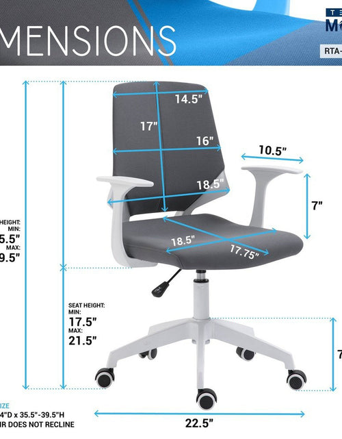 Load image into Gallery viewer, Techni Mobili Height Adjustable Mid Back Office Chair, Grey by Level Up Desks
