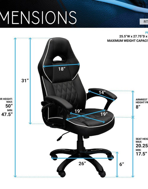 Load image into Gallery viewer, Techni Mobili High Back Executive Sport Race Office Chair, Black by Level Up Desks
