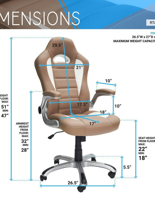 Load image into Gallery viewer, Techni Mobili High Back Executive Sport Race Office Chair with Flip-Up Arms, Camel by Level Up Desks
