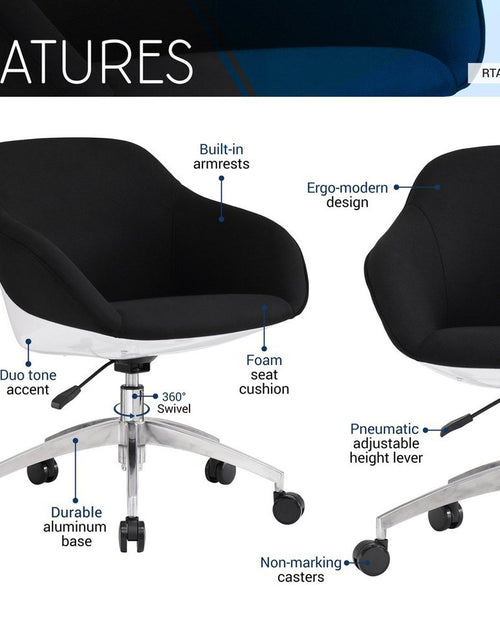 Load image into Gallery viewer, Techni Mobili Home Office Upholstered Task Chair, Black by Level Up Desks
