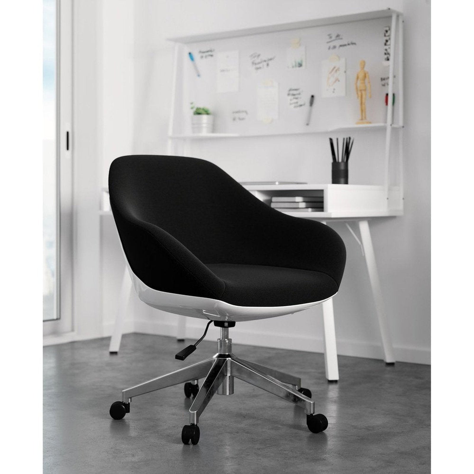 Techni Mobili Home Office Upholstered Task Chair, Black by Level Up Desks