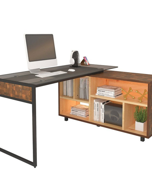 Load image into Gallery viewer, Techni Mobili L-Shape Corner Desk with Multiple Storage, Oak by Level Up Desks
