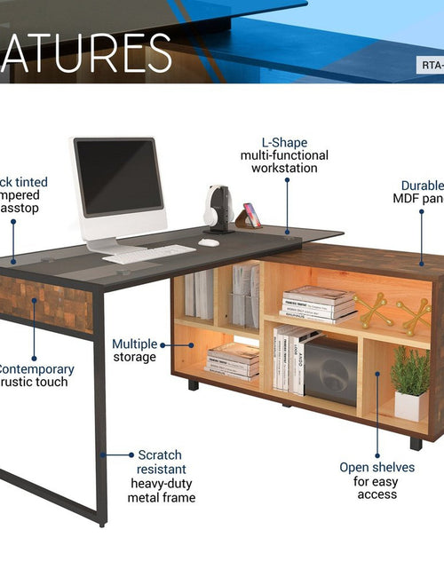 Load image into Gallery viewer, Techni Mobili L-Shape Corner Desk with Multiple Storage, Oak by Level Up Desks
