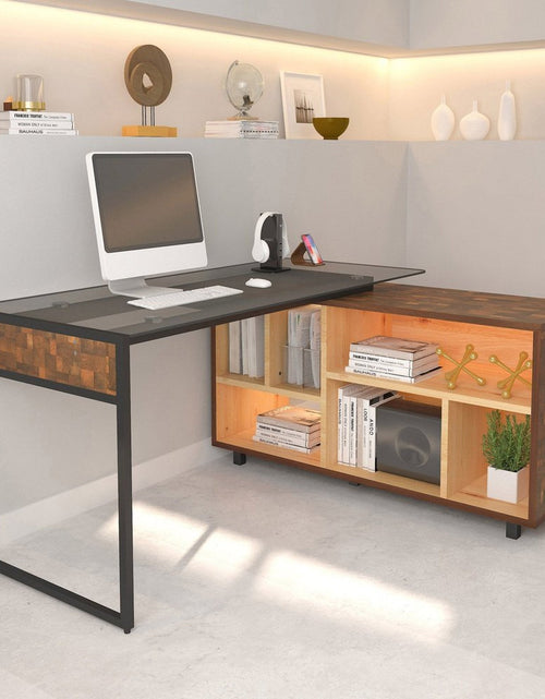 Load image into Gallery viewer, Techni Mobili L-Shape Corner Desk with Multiple Storage, Oak by Level Up Desks
