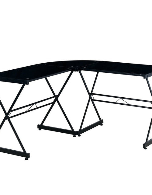 Load image into Gallery viewer, Techni Mobili L-Shaped Glass Computer Desk, Black by Level Up Desks

